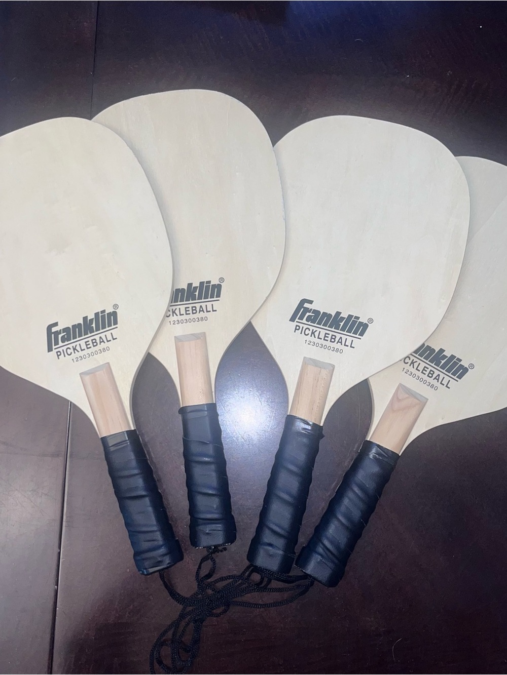 Franklin Natural Wood Pickleball Paddles with Black Grip - 4 Pack